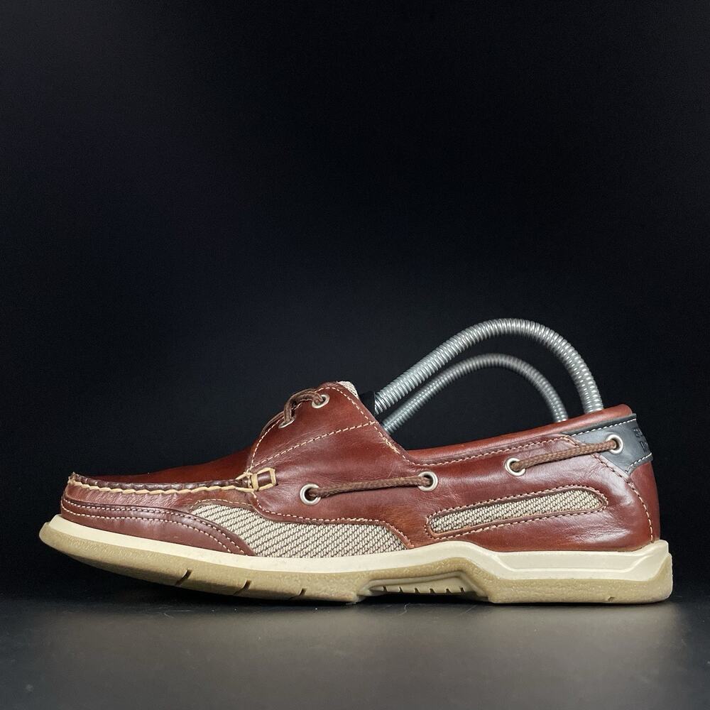 Sebago Docksides Women’s 8.5 M Brown Leather 2 Eye Boat Shoes Moc Toe Loafer EUC